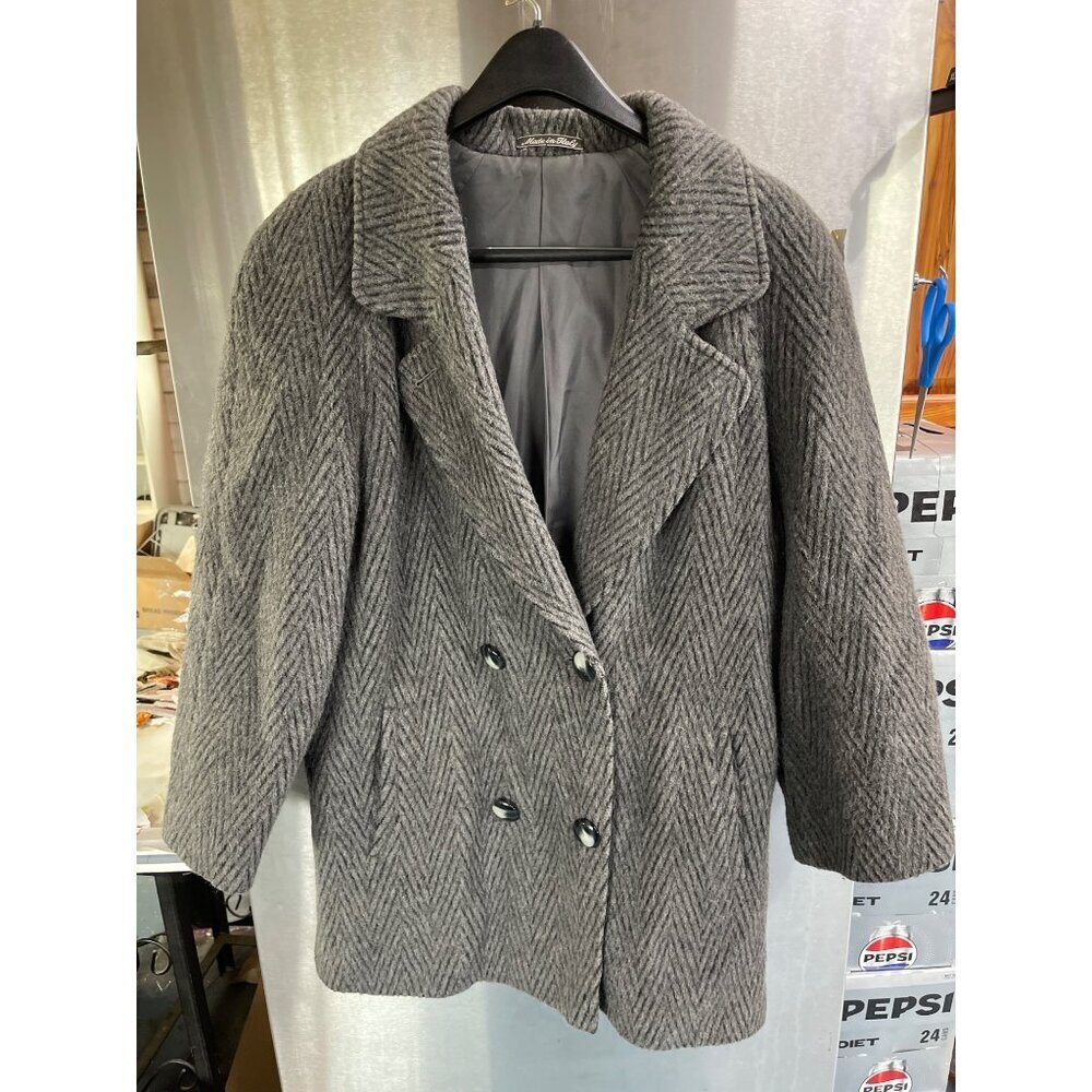 Vintage‎ Veste Bene Made In Italy Womens Wool Double-Breasted Peacoat L